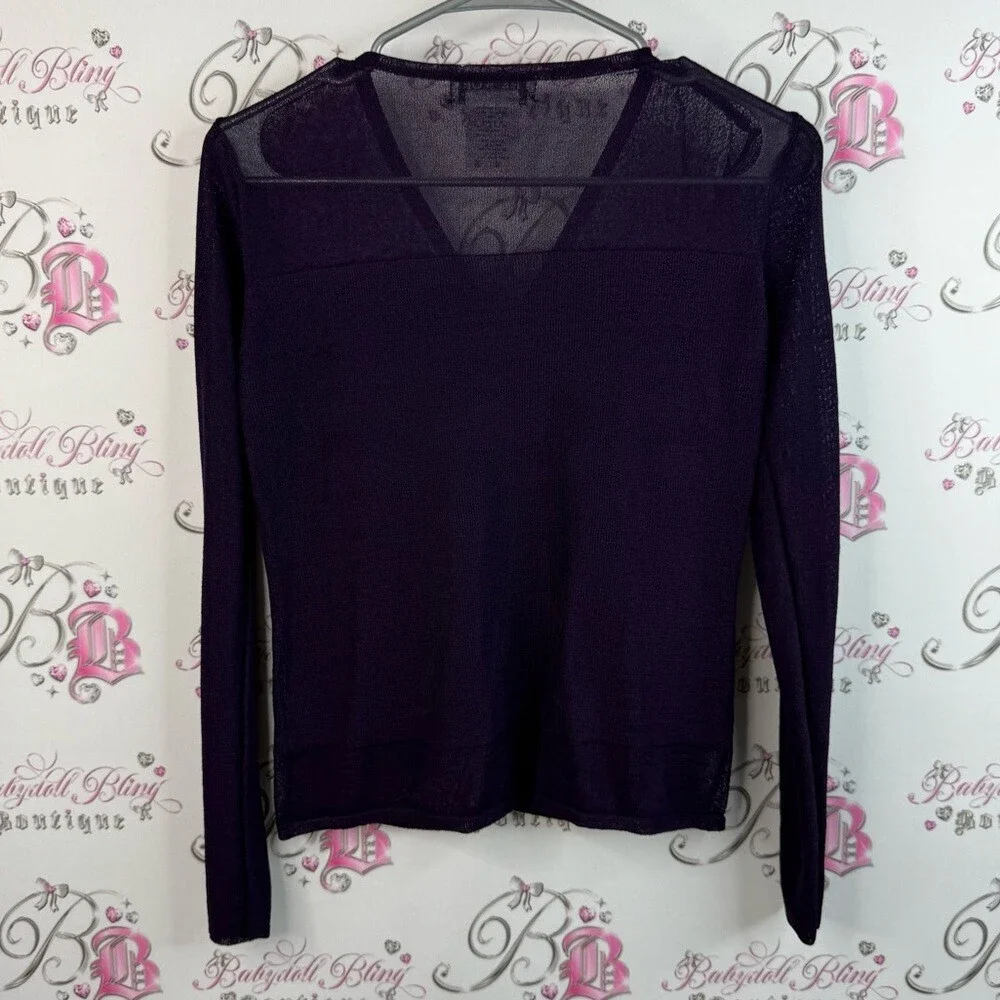 The work connection, cardigan, button up, Women's Deep Purple V-Neck Blouse